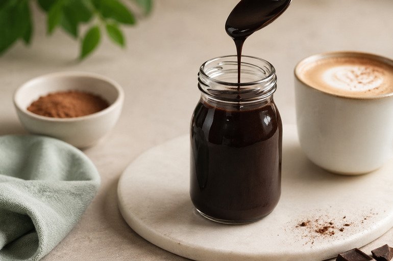 Homemade Sugar-Free Chocolate Syrup for Coffee