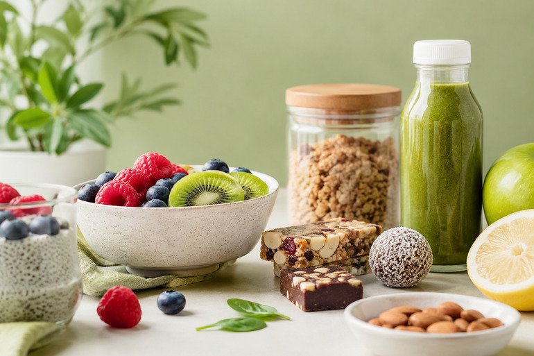 Fresh and healthy snack assortment
