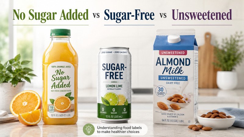 No Sugar Added vs Sugar-Free vs Unsweetened