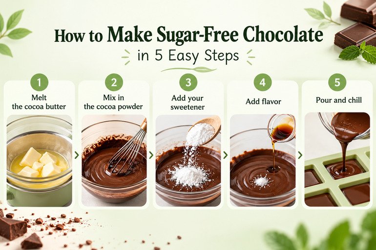 5 Easy steps to make Sugar free chocolate
